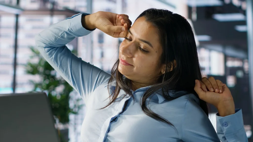 Stress women whose stretching